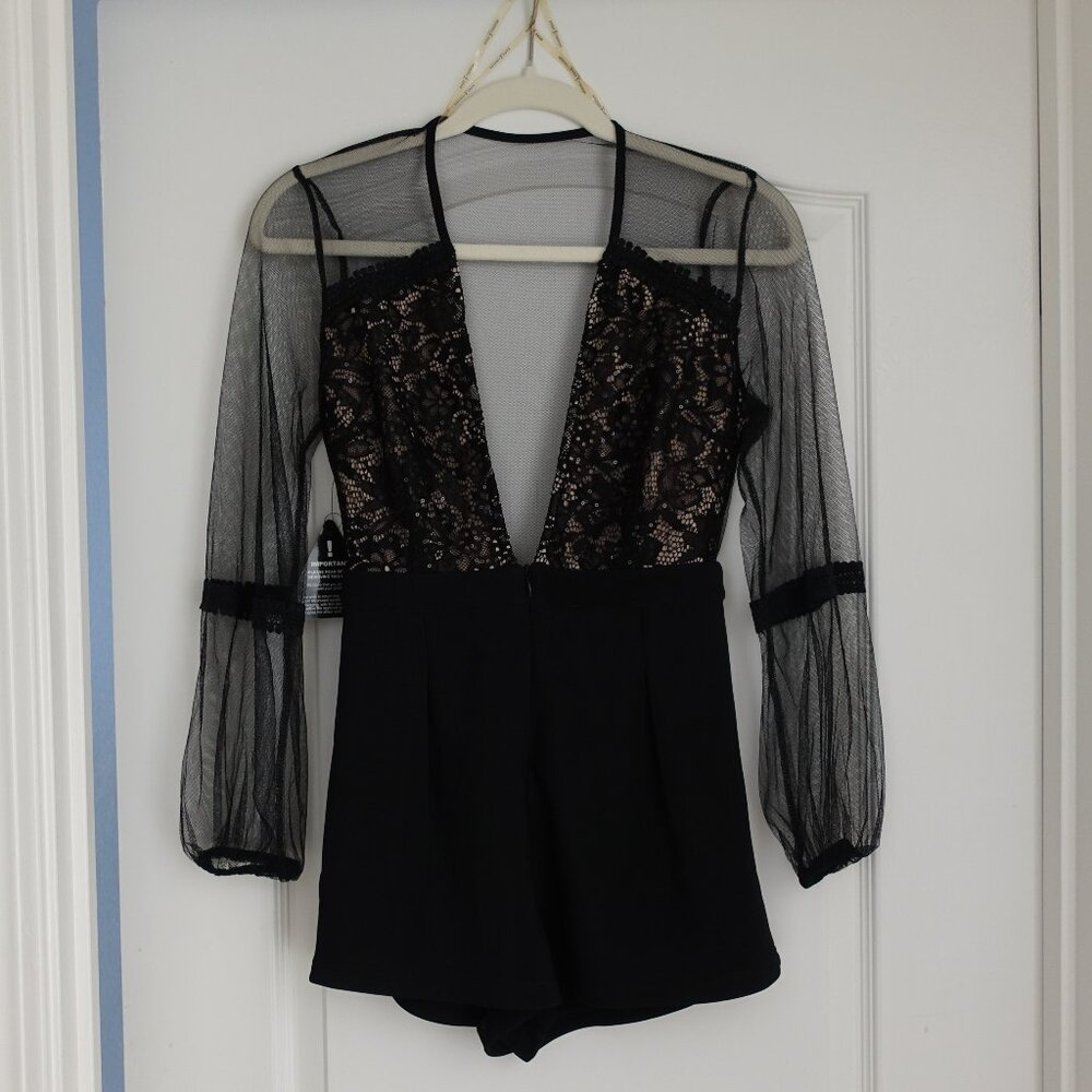 Rare London Sequin Romper - Black - Size S
